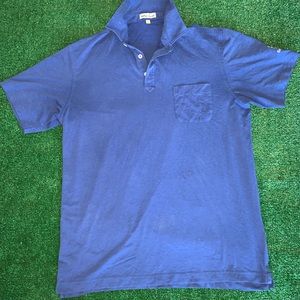 Peter Millar Summer Comfort Golf Polo Shirt Mens Size M Navy Blue Performance.